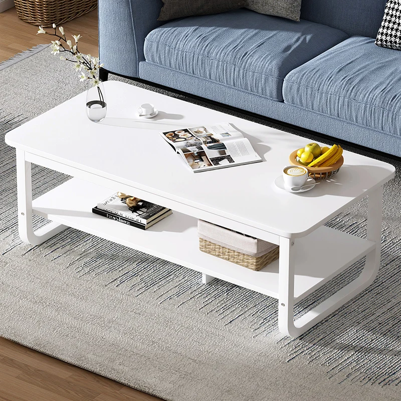 Modern Unique Design Living Room Furniture Black White Coffee Table 2-Tier Save Space