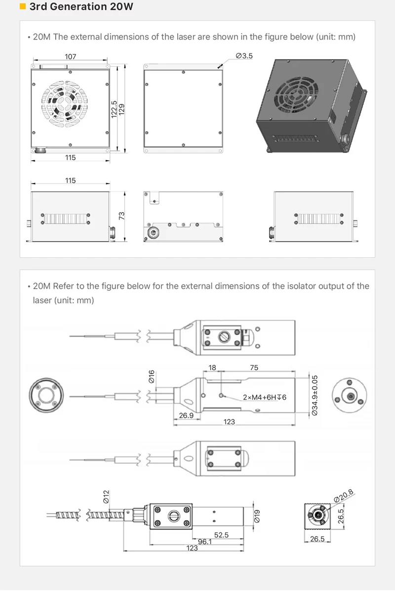 For Cloudray New 20W/30W Laser Fiber Source for Condition Marking Machine