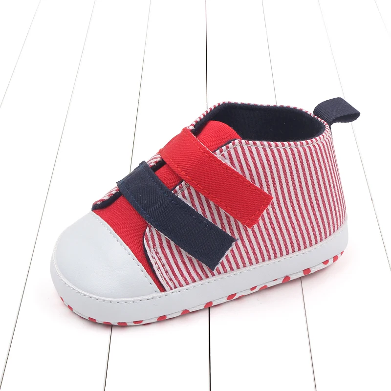 Spring& Autumn Color Matching Stripes Soft Bottom Canvas Shoes Baby Shoes for Girls and Boys supplier