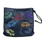 2021 Black Durable Pu Leather With Embroidery Logo Golf Customized Waterproof Valuables Leather Pouch