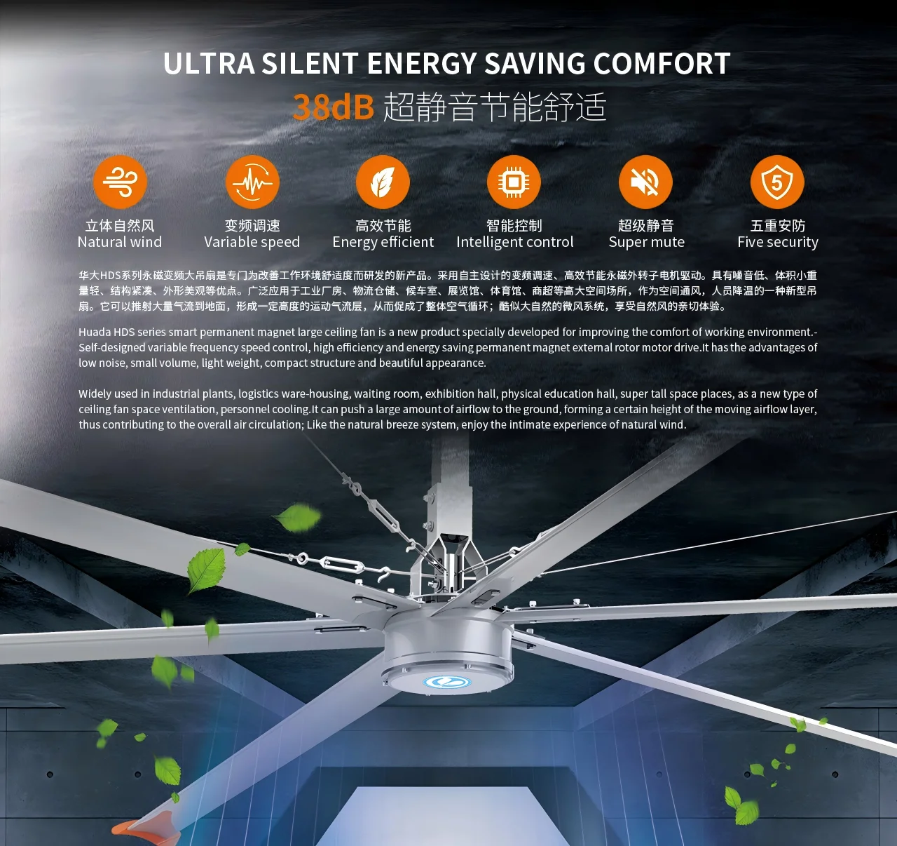 Ceiling Fan, 24ft, HVLS, 7.3m, Aluminum - detail 4