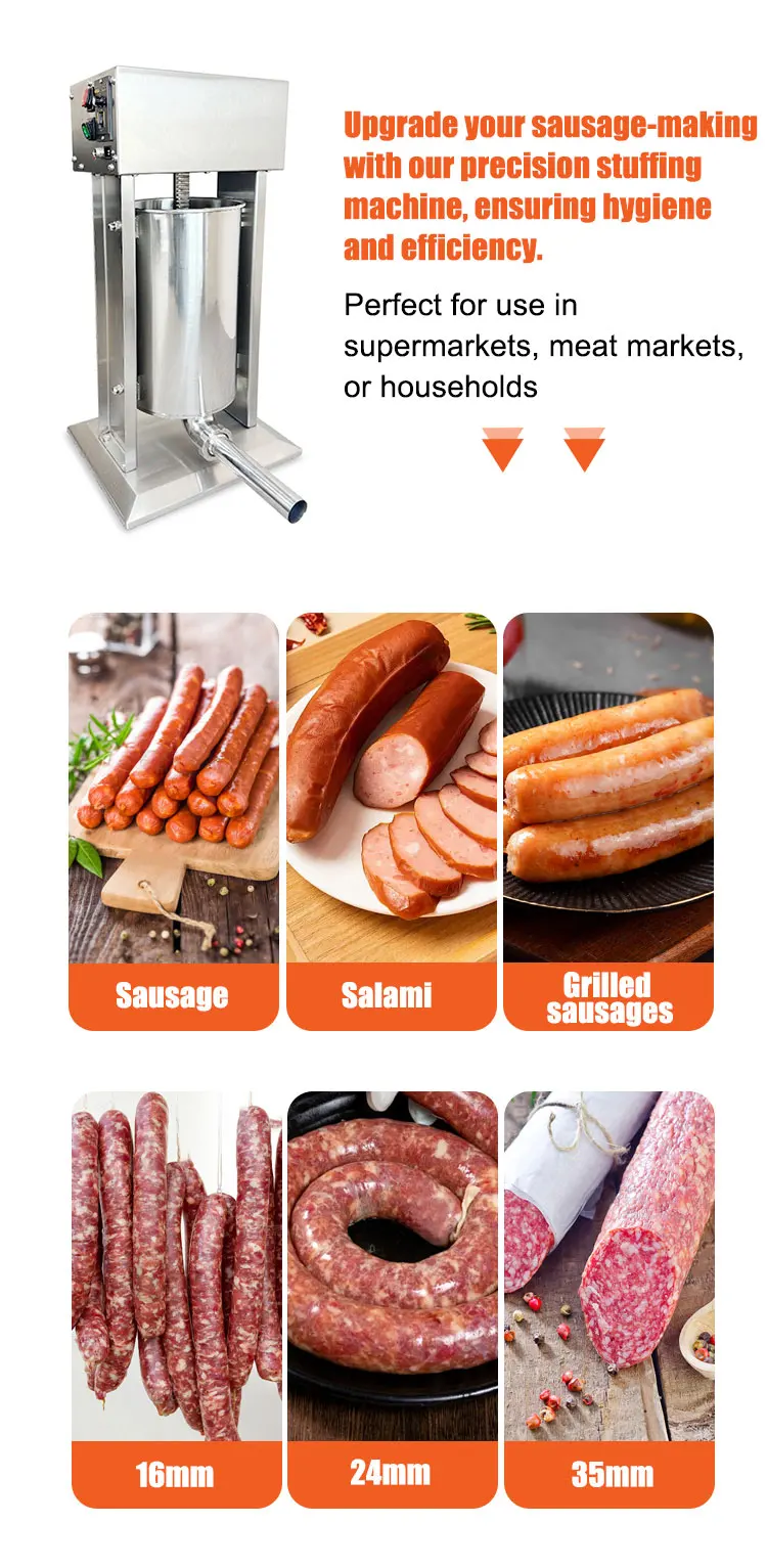 product 15l stainless steel electric vacuum sausage filler machine new condition meat stuffer pump motor core hotels factories-5