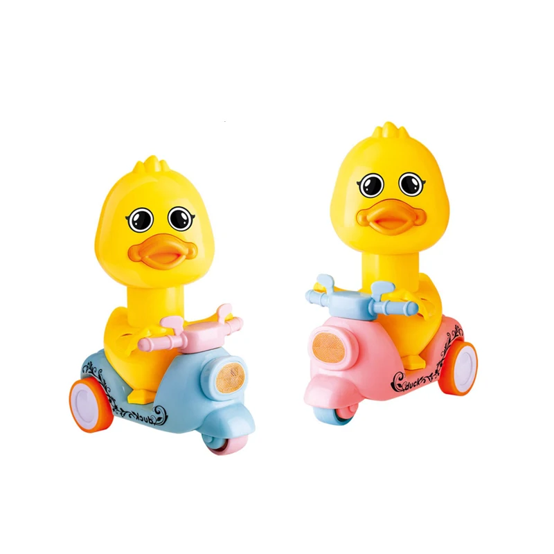 8pcs cartoon duck cheap bulk baby boy toy friction toy car vehicle press and go