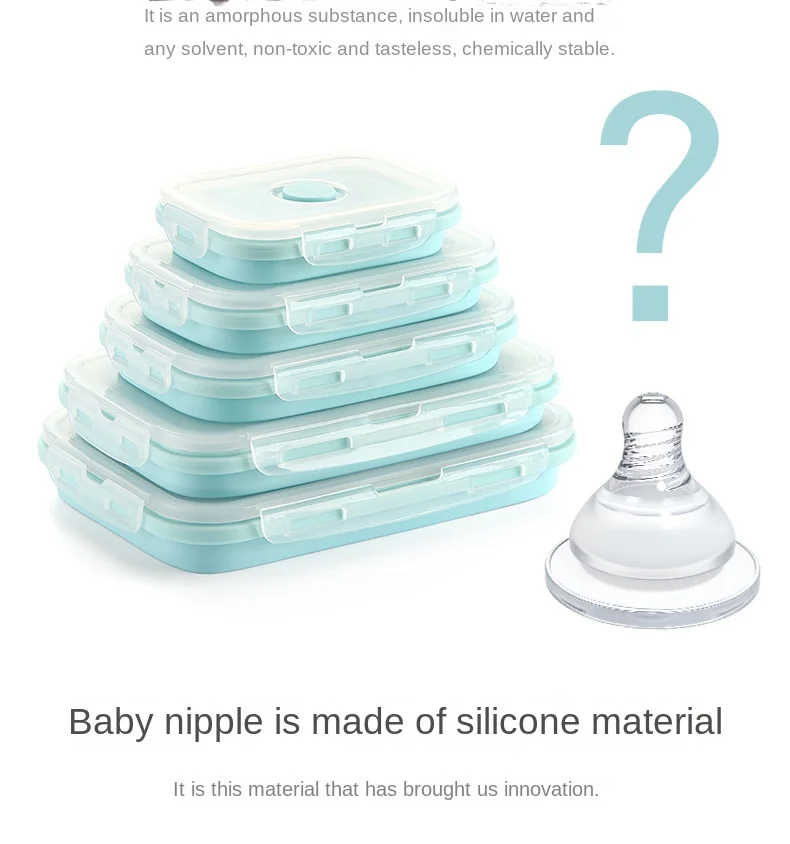 Folding Silicone Lunch Box Portable Crisper Microwave Oven Bento Box Plastic Square Lunch Box Refrigerator Storage Box Wholesale