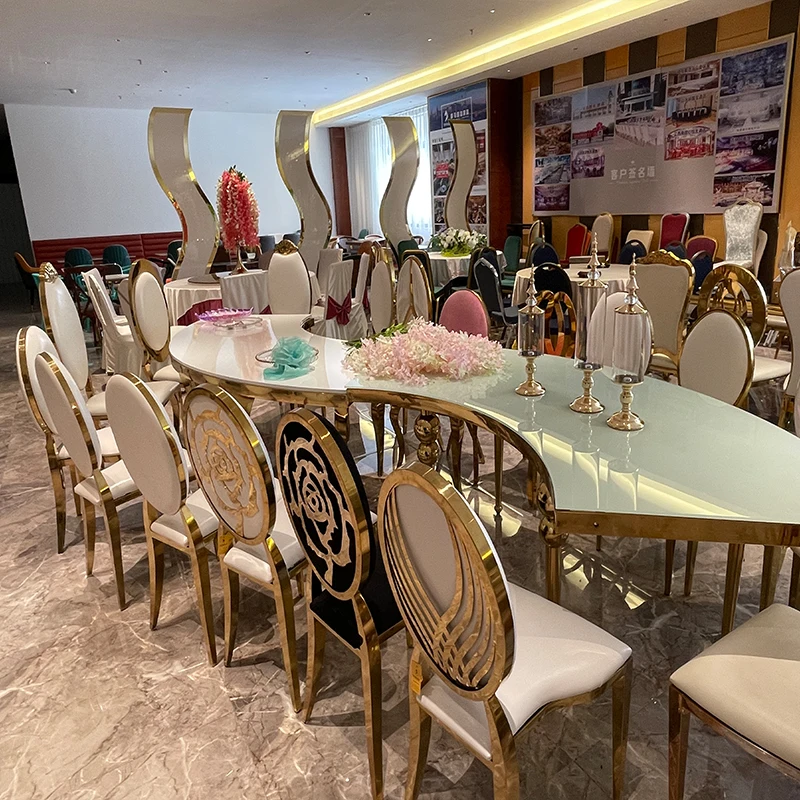 Luxury Hotel Banquet Decoration Golden Furniture Wedding Chairs Tables And Chair In Bulk For