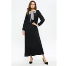 Dress Maxi New High Quality Muslim Arab Abaya Dress Striped Lace Dress Muslim Long Sleeve Long Maxi Dress