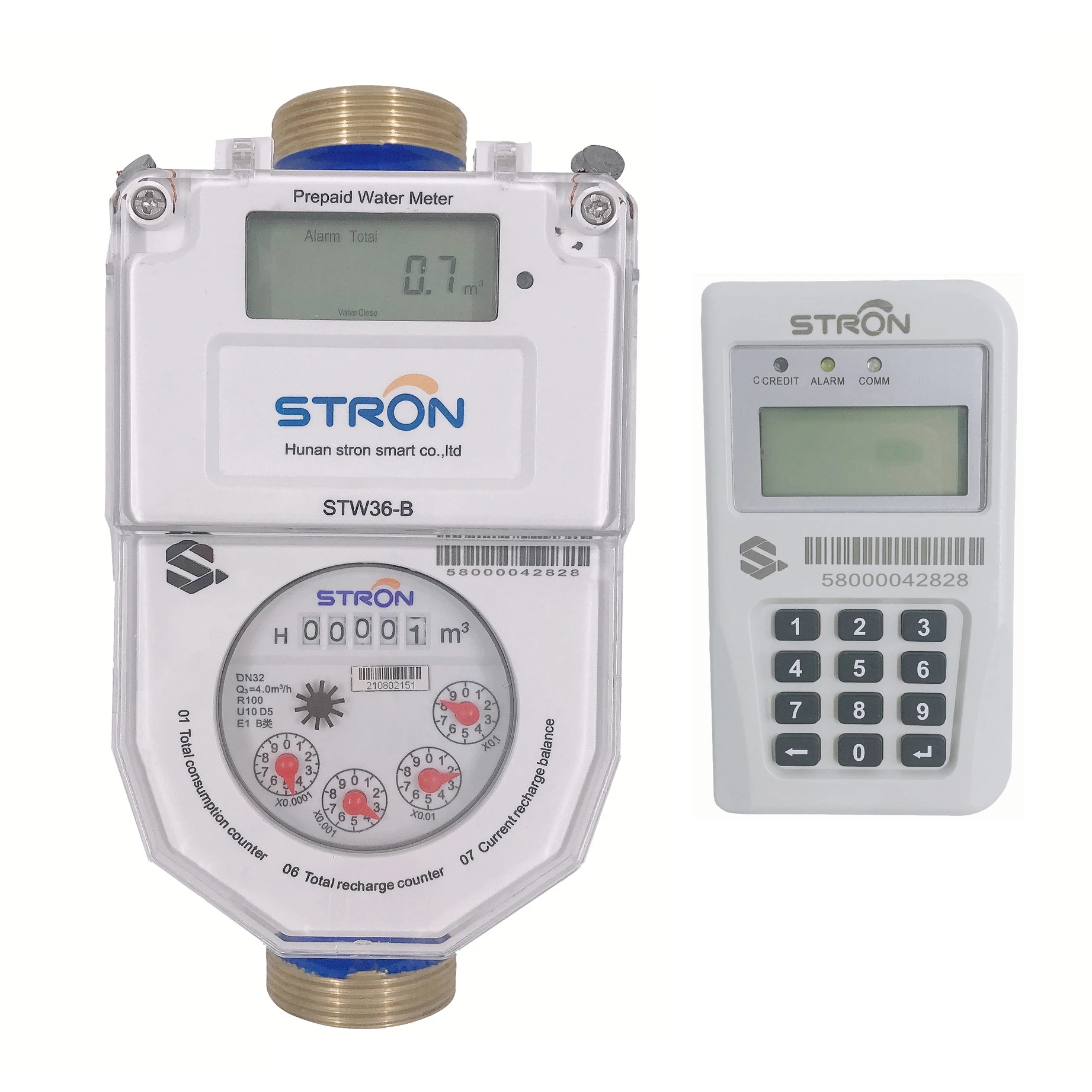 RS485 Communication Protocol Body Sensitive Prepaid Water Meter with 16 Bar Maximum Working Pressure and Lithium Battery