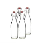 Bottle Wine Wholesale Empty Clear And Brown 500ml 750ml Beverage/juice/wine Glass Drink Bottle With Flip Top Cap