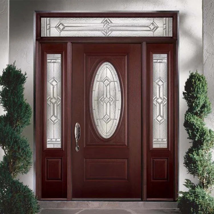 Exterior Latest Oval Shape Glass Oak Wooden Front Doors Design Contemporary Houses Oval Glass Solid Wood Entry Door For Sale - Buy Oval Wooden Doors,Oval Glass Entry Door,Oval Wooden Doors Design Product