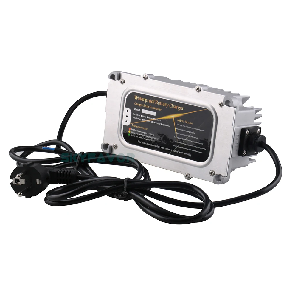 Customized IP67 waterproof 36V battery charger 36V 6A Automatic smart fast lead acid lifepo4 lipo lithium ion batteries charger