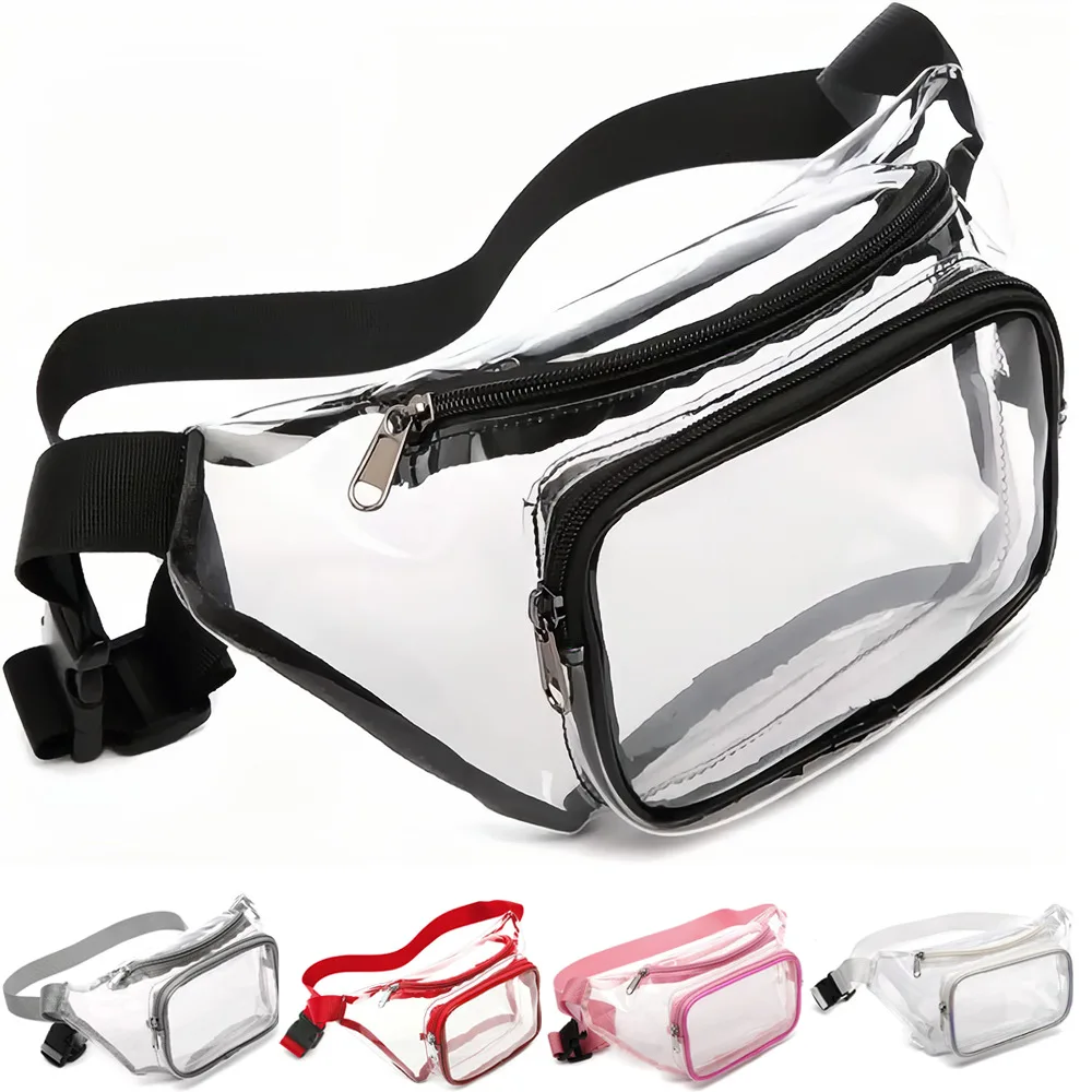 Wholesale Custom Outdoor Women Men Waterproof Transparent Waist Bag PVC Clear Fanny Pack