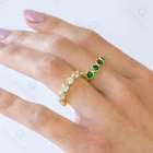 Jewelry Gold Gemnel Trendy Jewelry 18k Gold Plated Pave Large Clear Zirconia Ring For Women