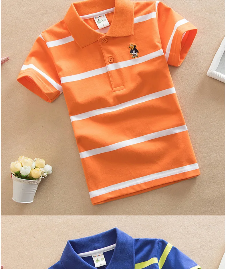 Child Polo Cotton Toddler Polos T Shirt Short Sleeve School Boy Kids Polo Shirts Wholesale