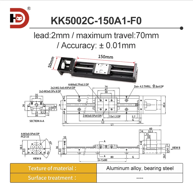 KK60/86 Linear Micro Module High-precision Steel Based Ball Screw Sliding Table Automated Robotic Arm supplier