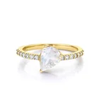 Pear Ring Gemnel Simple Design Women Pear Stone 925 Silver Eternity Ring