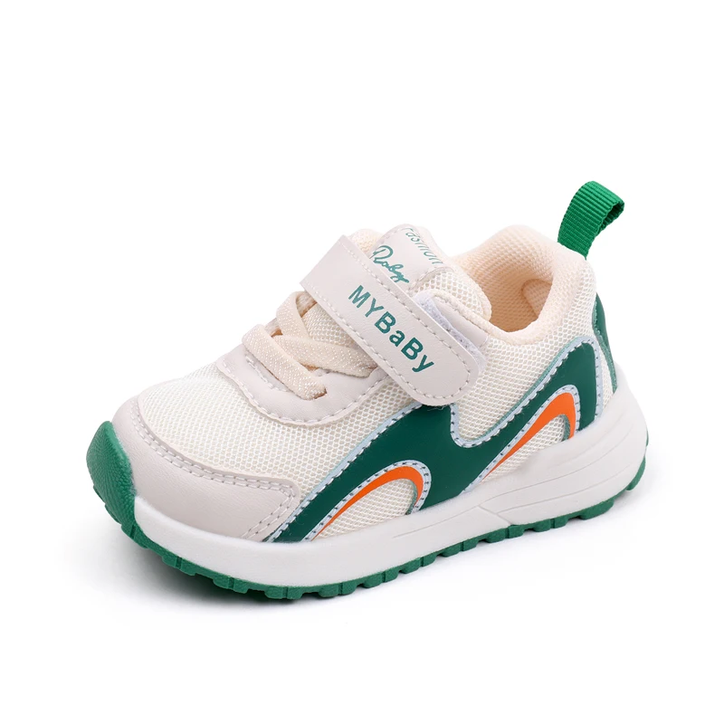 Wavy Stripes Casual Sports Style Small White Shoes for Girls and Boys Soft Soled Non-slip Functional Shoes details