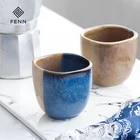 Tea Set Coffee Nordic Style 200ml Fambe Rectangular Shape Cappuccino Tea Coffee Cup Ceramic Latte Cup Vintage Gift Set