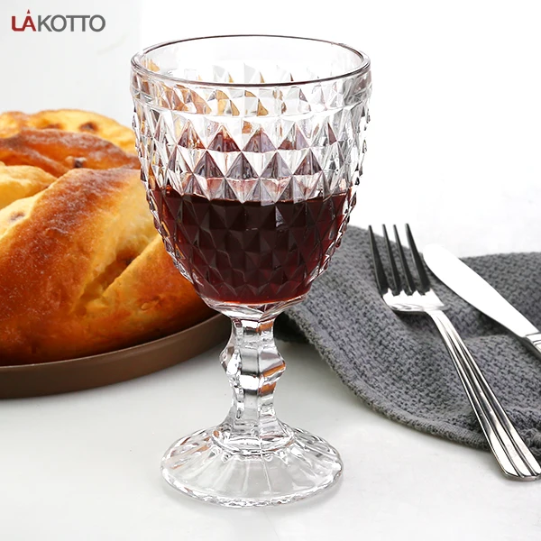 Exquisite European Style Goblet Color Embossed Red Wine Glass Hotel Party Creative Goblet Banquet Goblet