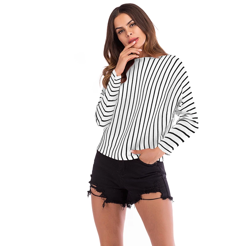 Buy Women Striped Knitted Sweater,Cable 