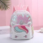 Bag Kids School Wholesale Cartoon Plush Sequined Unicorn Bag Kids Girls Unicorn Backpack School Bag