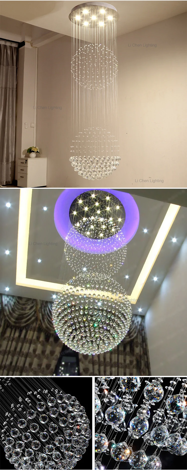 p0025 new design indoor decoration home villa hotel stainless steel luxury crystal staircase chandelier-1