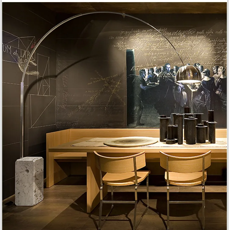 Modern Marble Base Arc Standing Floor Lamp For Living Room