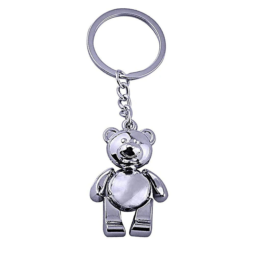 Teddy Bear Alloy Metal Keyring Chrome Keychain Gift Boxed NEW 