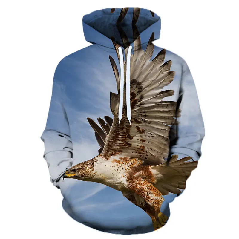 American Zip Up Hoodie Eagle Soaring Hooded Sweatshirt for Men