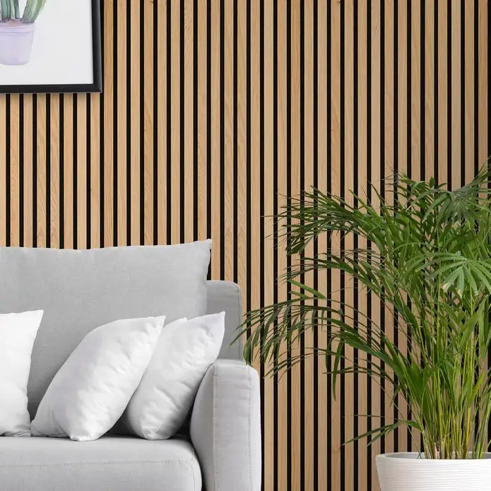 Interior Wood Paneling Board Wooden Acoustic Panel Sound Absorption Grooved Acoustic Wall Panel