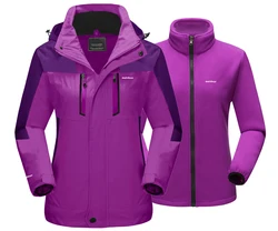 Women Outdoor Sport Clothing Winter 2 pieces Jacket Fleece Warm Windbreaker Hiking Camping Sportswear Trekking 3 in 1 Jackets