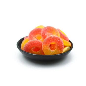 Peach pink color bulk gummy candy sweets ring shape gummy halal sweets Christmas snack candy for children