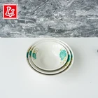 Ceramic Round Bowl Green Rose Pattern Ceramic Round Bowl 3 Sizes Round Mouth Bowl
