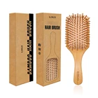 Wooden Massage Brush Professional Custom Logo Hairbrush Paddle Wooden Bamboo Massage Hair Brush
