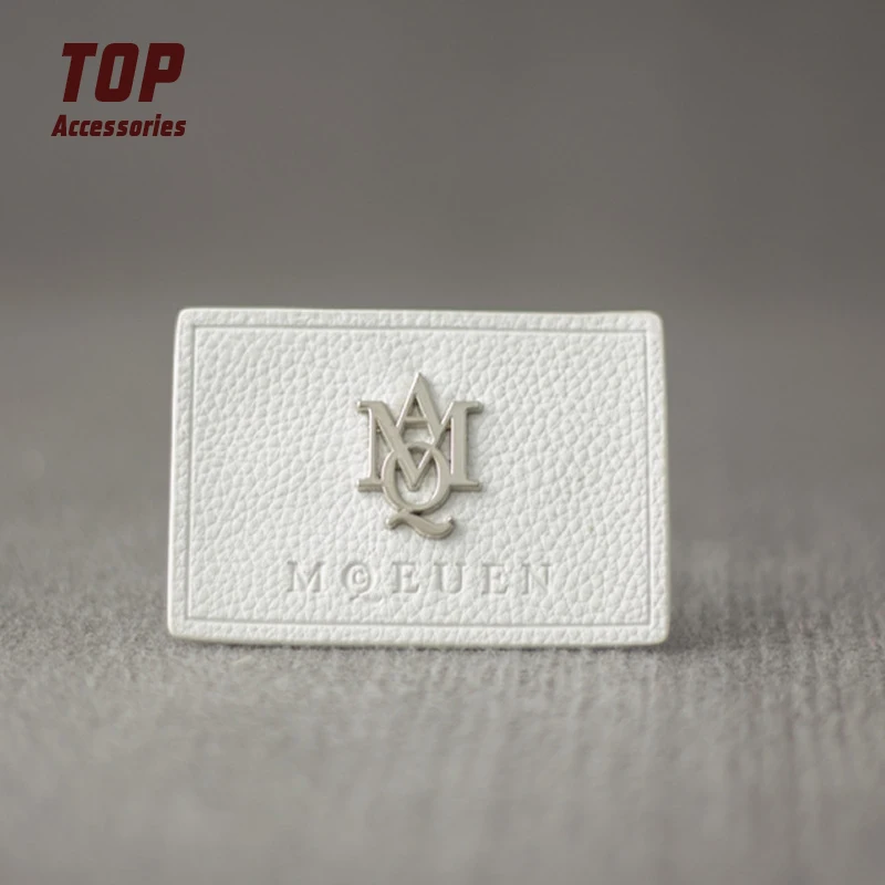 Custom Metal Embossed LOGO Colourful Leather Patches for Jeans