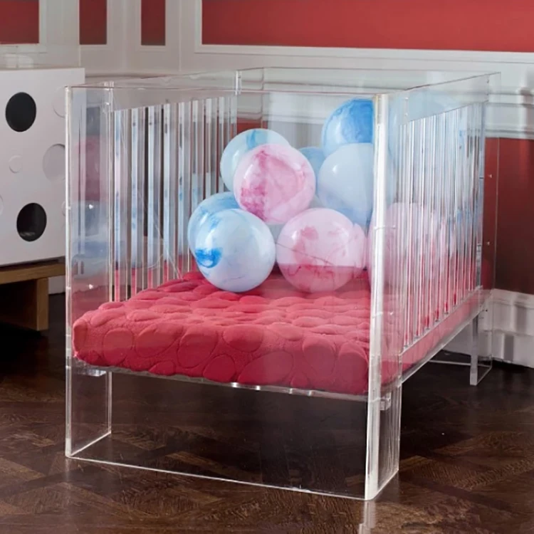 Knock Down Transparent Baby Bed Disassembly Acrylic Crib Clear Baby Bed