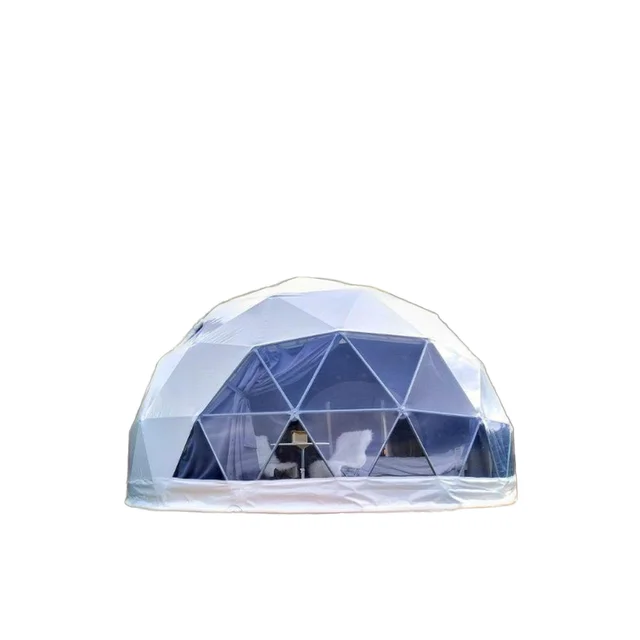 Luxury Waterproof 6m Geodesic Dome Tent Customizable Logo PVC Cover Glass Door Hotels Camping Outdoor Garden Glamping 5m Bay