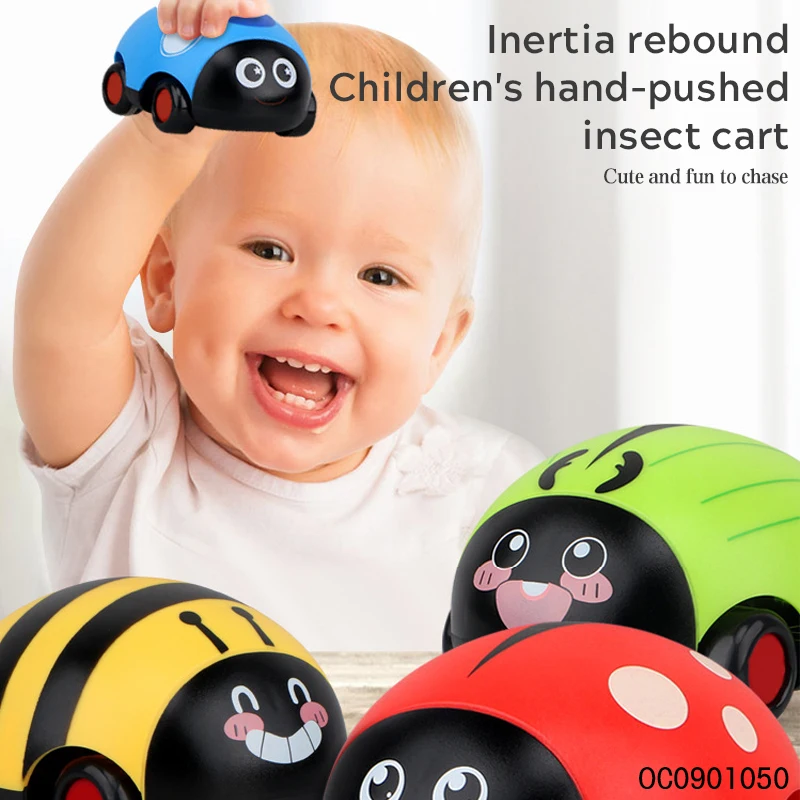 12pcs plastic insects mini double pull back toy car cute for babies play
