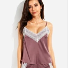 Sexy Sleepwear Nightwear Sexy Pajamas Summer Sexy Ladies Sleepwear Solid Lingerie Nightwear 2 Piece Pajama With Lace