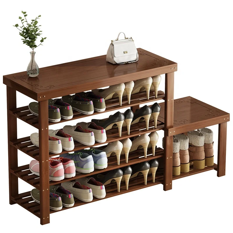 Shoe rack Household solid Wood economy simple Shoe Cabinet door multi-layer dustproof shoe stool contracted Modern