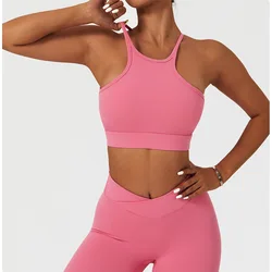 YIYI Sexy Breathable High Impact Workout Bra Beauty Back Shockproof Running Tank Top Women Quick Dry Yoga Tops With Built In Bra