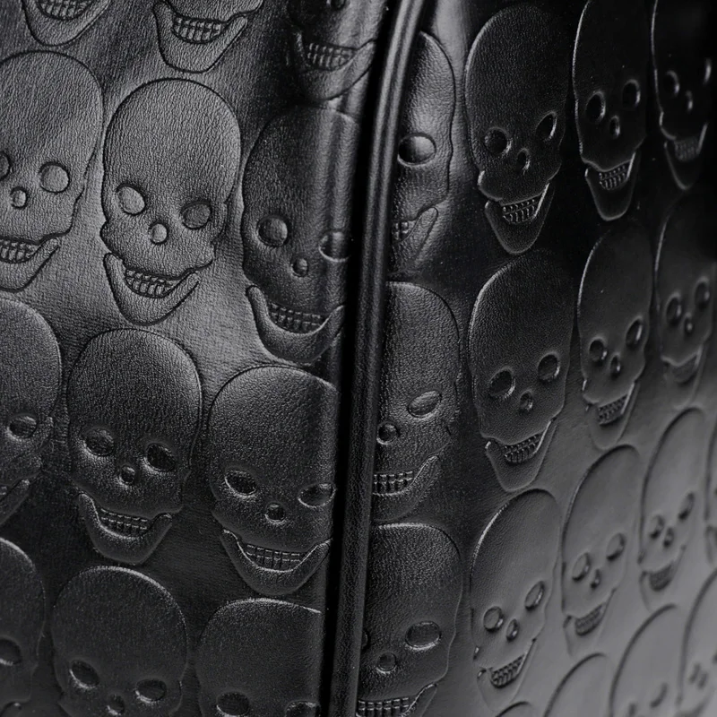 Large Capacity PU Leather Duffle Tote Bag Skull Embossed Print Custom Style Luxury Designer Shoulder Travel Bag Women Men Sport