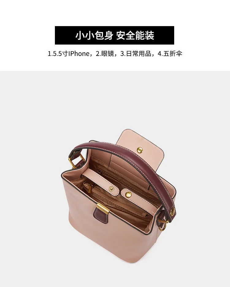 Luxury Design Ladies Handbag Genuine Leather Shoulder Messenger Bag Large Capacity Bucket Bag Women Shoulder Bags
