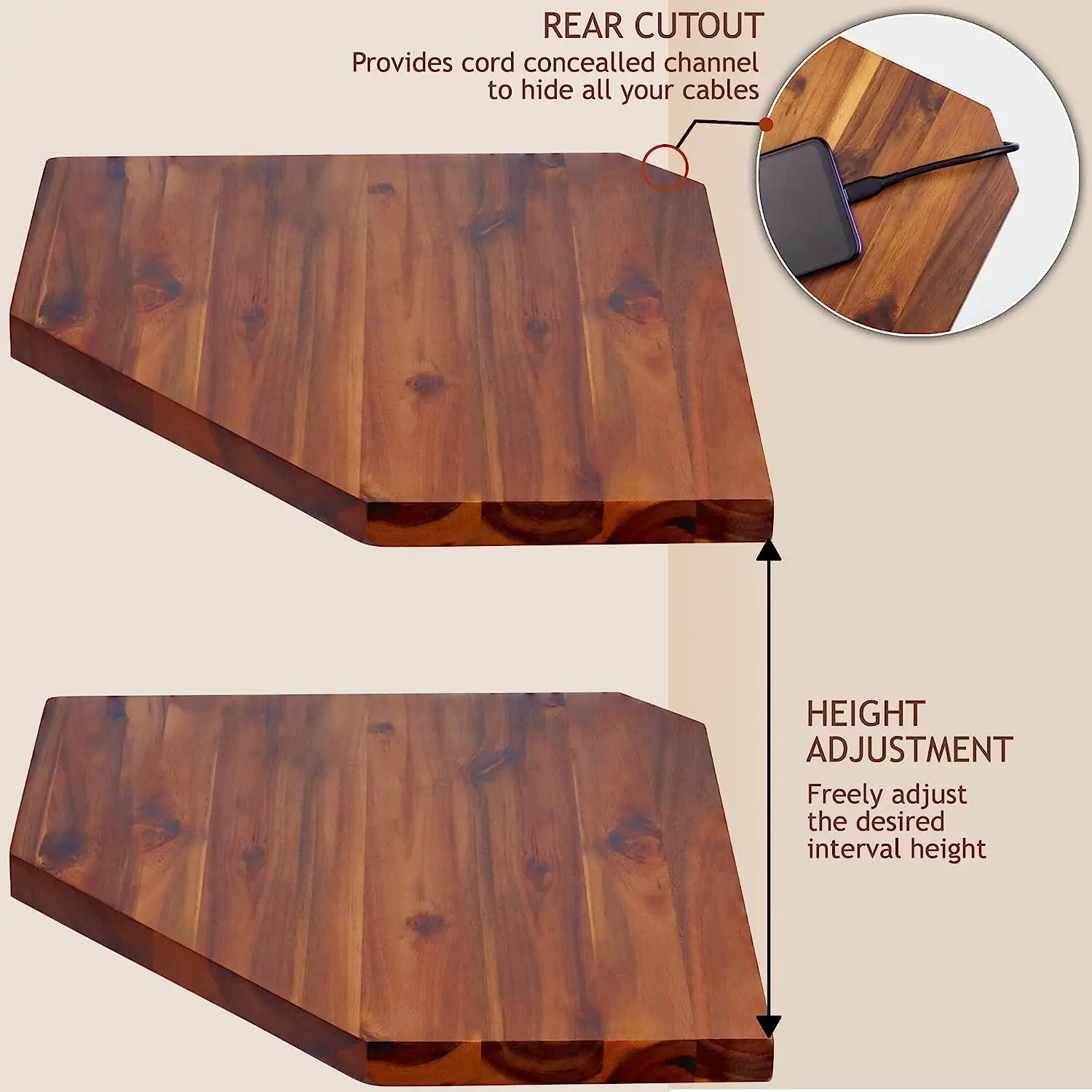 product 2 piece set of solid acacia floating corner frame attractive corner frame for bedroom living room bathroom kitchen-0