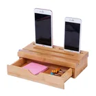 2022 Bamboo Office Mobile Phone Stand Desktop Storage Box With Drawer