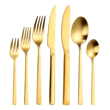 Wedding 18/10 Stainless Steel Gold Cutlery Set Flatware, Golden Cutlery, Matte Gold Cutlery