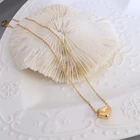 Gold Heart Necklace Heartheart High Quality Golden Rose Gold Silver Color Stainless Steel Simple Heart Shape Necklace
