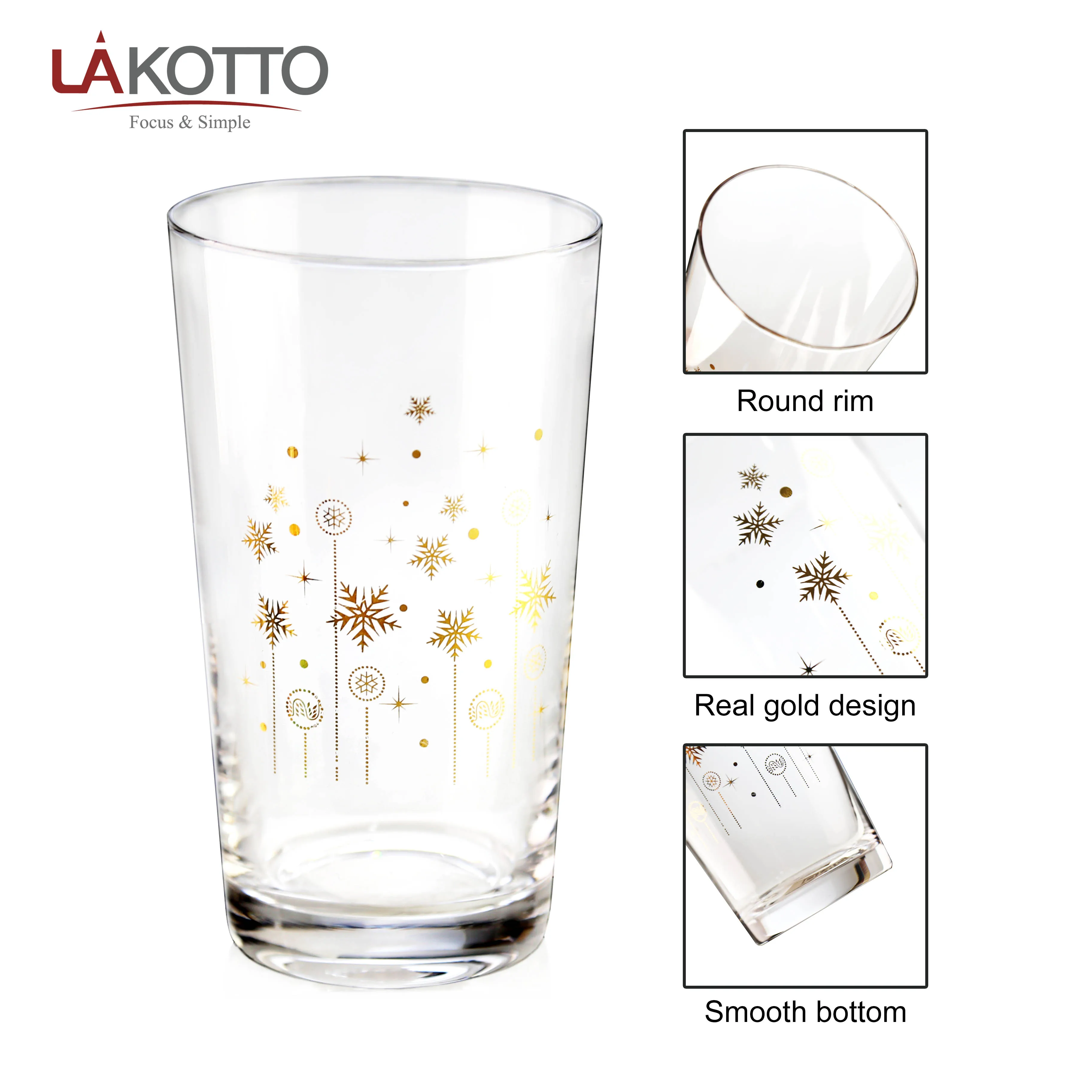 High Quality cold coffee 540ml juice tumbler with gold decal christmas cup