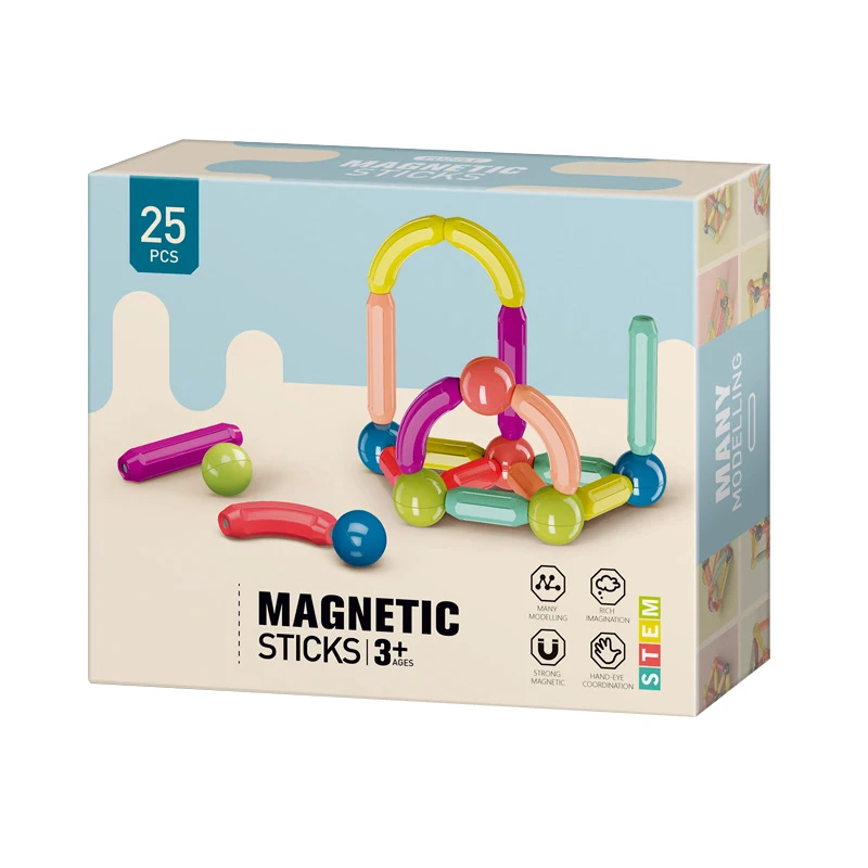 Hot Sale Educational Stacking STEM Magnet Plastic Stick, Mid-Size Magnetic Blocks Toys, Magnetic Balls And Sticks Toys