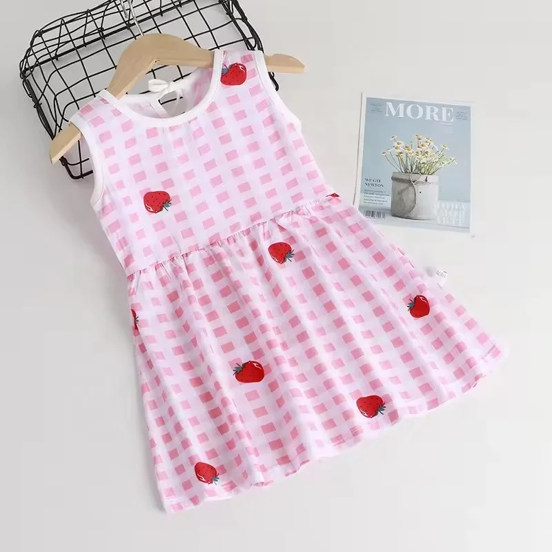 2024 Summer Girls Pajamas Cotton Silk Princess Girl Casual Vest Dress with high quality