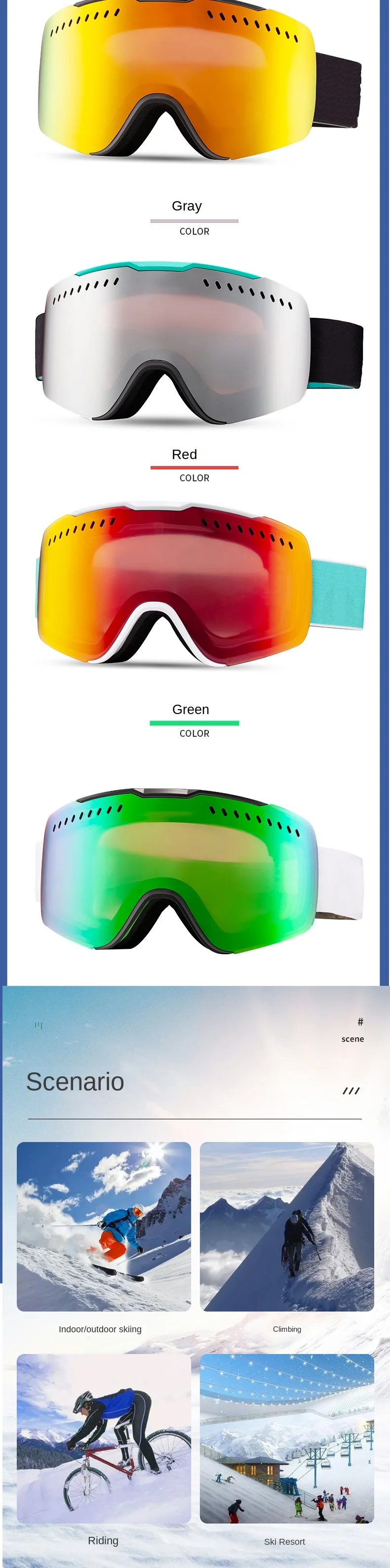 Children's Water Transfer Ski Goggles with Spherical Lens for Outdoor Mountaineering and Snow Skiing